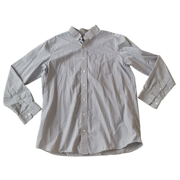 Duluth Trading Co Other - Duluth Trading Co Mens Size L Tall Wrinkle Fighter Relaxed Fit Blue Check Cotton